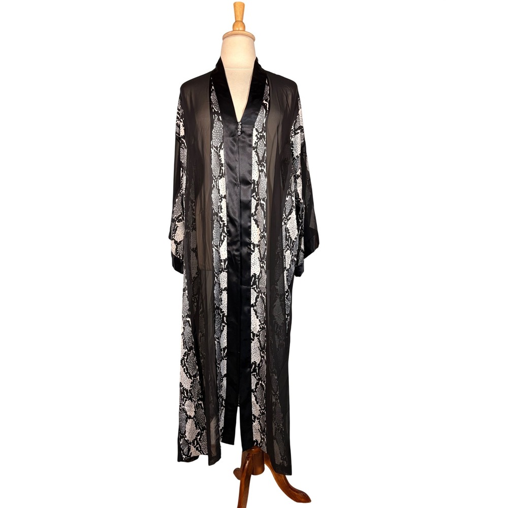 Vintage 80s Soft Touch Snake Skin Sheer Kimono 20 Maxi Robe Gothic Romance Vampy